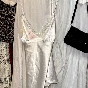 Y2K Victoria's Secret | Ivory Satin Crystal Lace Slip Dress